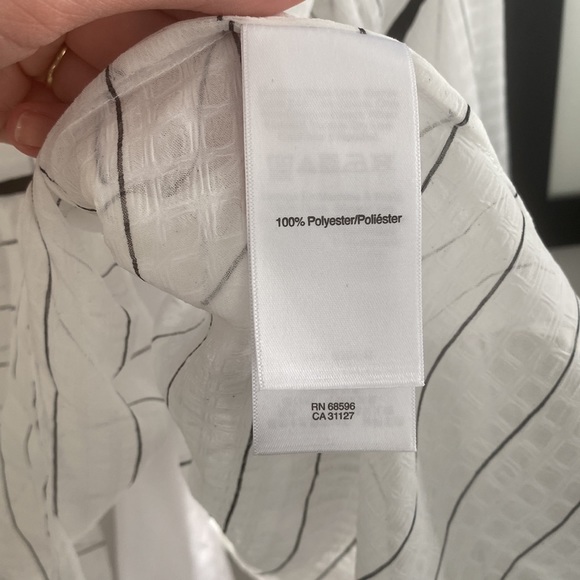 DKNY Sheer Black Striped Tie Front Blouse - Picture 5 of 13